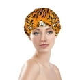 thumbnail image 3 of Easygdp Tiger Shower Caps for Women, Double Waterproof Layers Shower Cap, Quick Drying Bath Hair Cap Reusable, 3 of 9