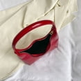 thumbnail image 2 of 3503 Bolso Hombro Mujer Bolso Baguette Con Patrón Piel Bolso Croissant Bolso Cuero Brillante para Axila Bolso (rojo) Rojo, 2 of 9