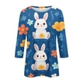thumbnail image 4 of Easter Shirts for Women 3/4 Length Sleeve Crewneck Tshirts with Bunny Egg Print Casual Loose Fit Tops Tee, 4 of 5