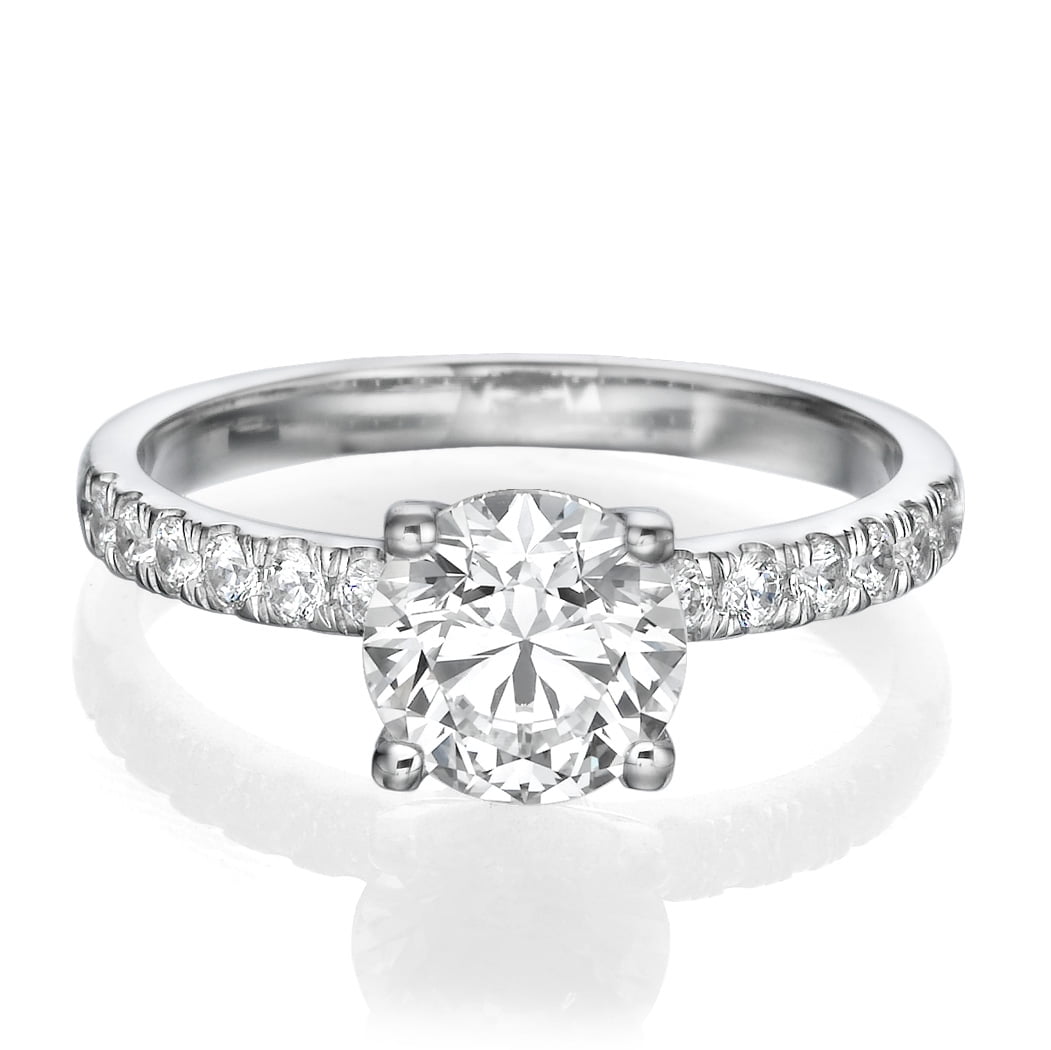 Certified 1.30Ct Center Diamond Valentine Wedding Engagement Ring 14K White Gold 