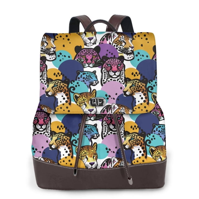 Disketp Retro Panther Mochila de Cuero para Mujer, Bolso de Espalda Antirrobo con Estilo para Viaje, Trabajo y Uso Diario
