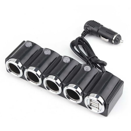 - 4 Way 2 USB Car Socket Cigarette Lighter Splitter Power Adapter 12V 24V Light Switch