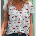 thumbnail image 3 of Camiseta de verano para mujer, bonita camiseta con estampado de Snoopy, camisetas casuales de manga corta en 3D, ropa urbana de moda con cuello en V, ropa femenina de gran tamaño, 3 of 5
