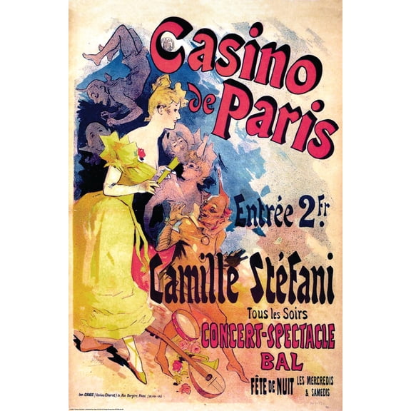 BUY ART FOR LESS Officially Licensed Casino De Paris Vintage Advertisinent 24 X 36 Inch Poster - Decorative Print - Poster Paper - Ready to Frame