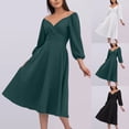thumbnail image 1 of Gspmoly Robes Grande Taille pour Femmes aux Courbes, Robe de Soirée à la Mode pour Femmes, Col en V, Taille Cintrée, Poche, Manches Longues, Robe de Cocktail jusqu'à 70 % de Rabais, 1 of 6