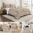 thumbnail image 6 of King Quilt Set 96''x106'', Brown Flowers Lightweight Bedspread Coverlet Set with 2 Pillow Shams, Vintage Farmhouse Floral Leaves Vines Breathable All Season Quilt Bedding for Bedroom/Guest Room, 6 of 9