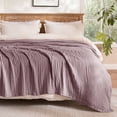 thumbnail image 5 of Exclusivo Mezcla 100% Cotton Muslin King Size Blanket 90"x104",6 Layers Breathable and Lightweight Plum Purple Gauze Blankets, 5 of 7