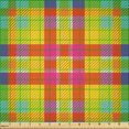 thumbnail image 2 of Ambesonne Plaid Fabric by the Yard Microfiber, Scotish Tartan Motif Pattern, 10 Yards, Vermilion and Dark Indigo, 2 of 2