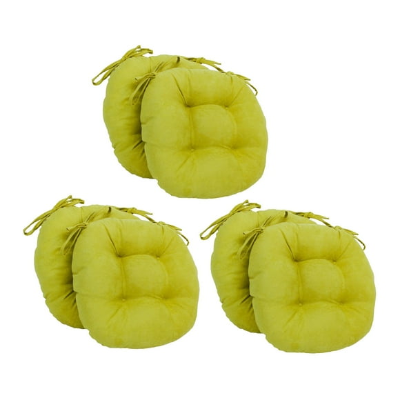 Blazing Needles 16-inch Round Tufted Microsuede Chair Cushion, 16 x 16, Mojito Lime 6 Count
