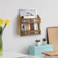 thumbnail image 3 of MyGift Rustic Burnt Solid Wood Magazine Holder with Decorative Chicken Wire Rail, Wall Mountable Storage Organizer Rack for Upright Display of Magazines, 3 of 7