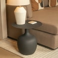 thumbnail image 3 of Creative Co-Op Modern Textured Round Metal Side Table, Black, 3 of 10