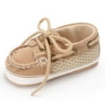 thumbnail image 6 of Gyratedream 0-18M Baby Girls Boys Leather Soft Sole Crib Shoes Lace-up Flat Boat Shoe, 6 of 8
