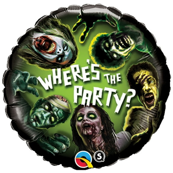 Qualatex Zombie Where's the Party Halloween 18" Foil Balloon, Green