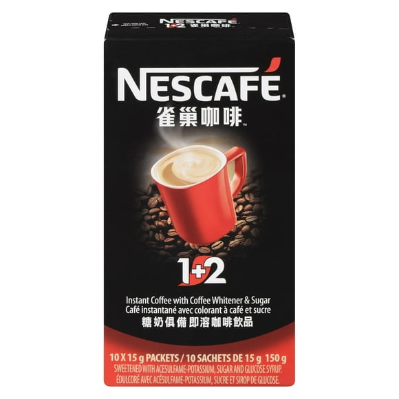 Café instantané Nescafé 1+2 de Nestlé avec colorant à café et sucre 10x15g