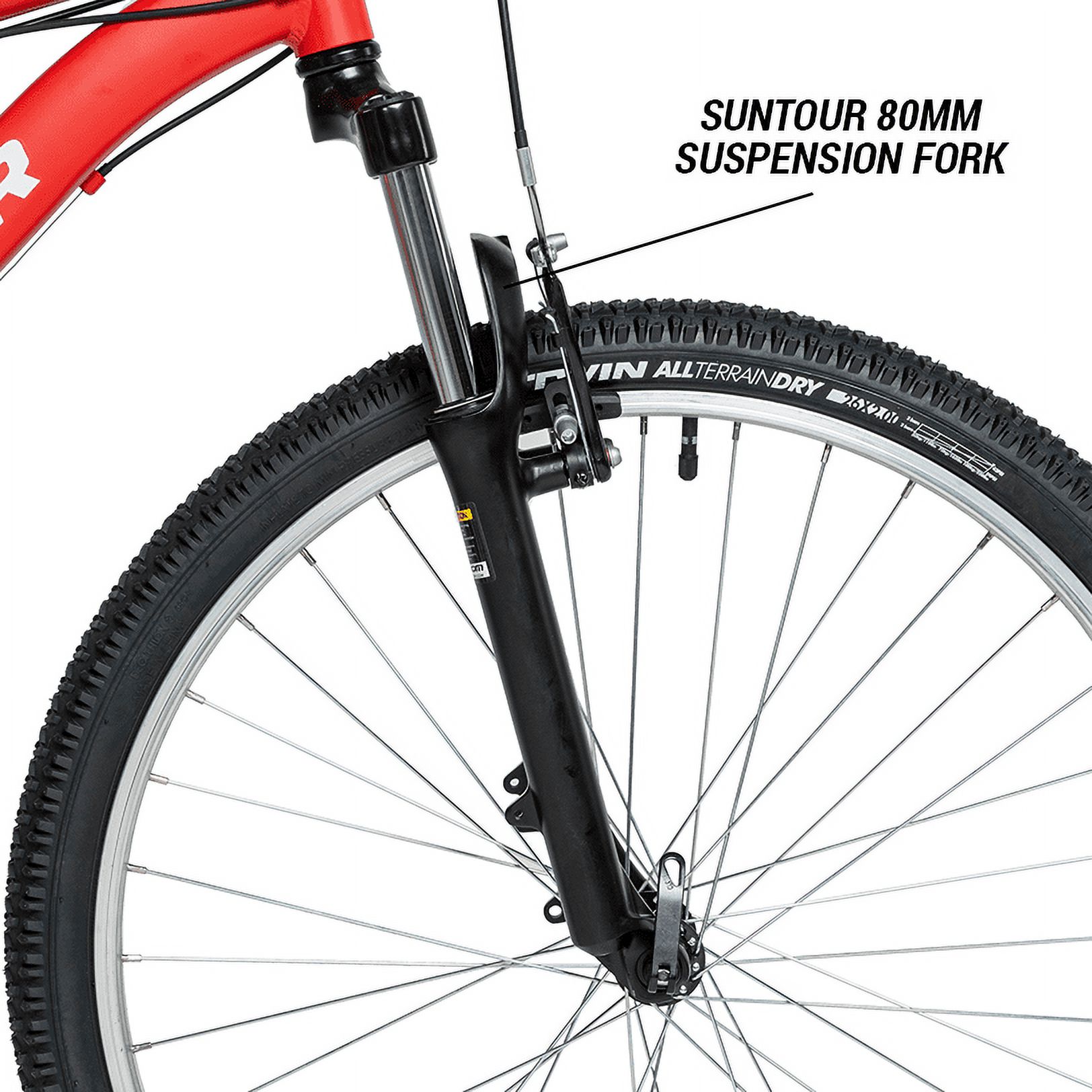 Decathlon Rockrider ST50, 21 Speed Aluminum Mountain Bike, 26", Unisex, Adult, Red, Medium - image 4 of 13