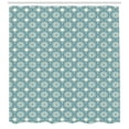 thumbnail image 3 of Ambesonne Circle Pattern Shower Curtain, Wavy Strokes Ethnic, 69"Wx84"L, Petrol Blue Cream, 3 of 3