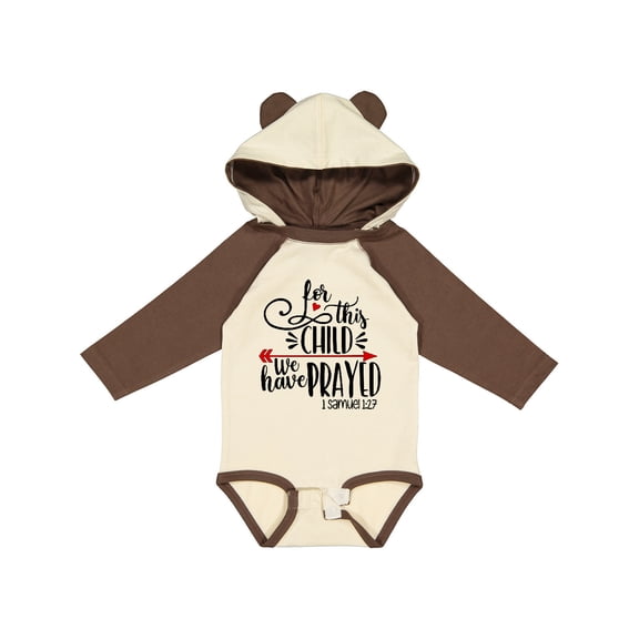 Inktastic For This Child We Have Prayed Red Arrow and Heart Boys or Girls Long Sleeve Baby Bodysuit