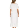thumbnail image 4 of Defitshape Women's Cotton Victorian Nightgown Short Sleeve Sleep Dress Lace Frill Calf Length Square Neck Billowy Old Fashioned Pajama Shirt Summer Soft Sleepwear Long Nighty Pocket White X-Large, 4 of 4
