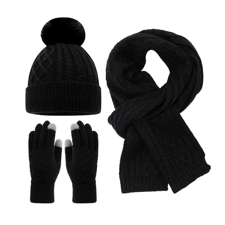 Winter Beanie Hat Scarf Gloves, Warm Knit Hats Touchscreen  display picture 3