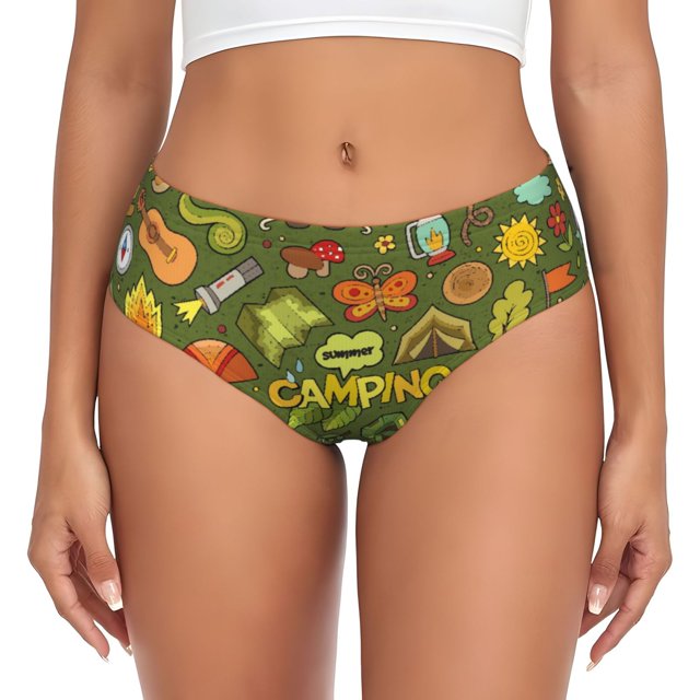 Balery Camping 1 Ropa Interior de Algodón para Mujer con Dibujo – Braguitas Cómodas y Elásticas, Estilo Clásico-X-Small