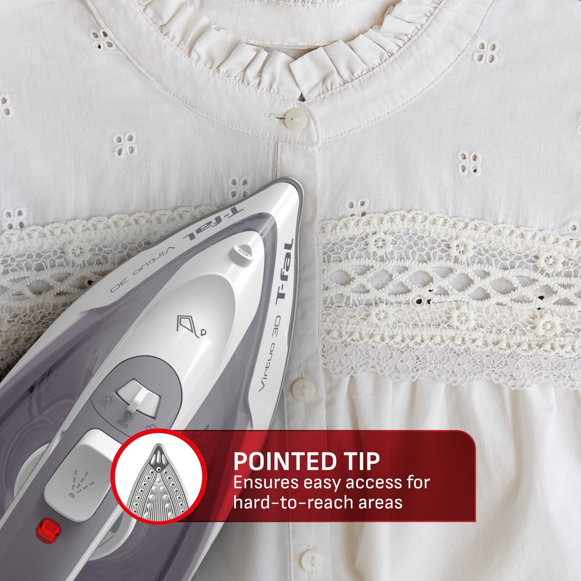 Fer à vapeur Virtuo 30, 1500 W avec cordon rétractable, semelle en céramique et arrêt automatique