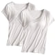 thumbnail image 1 of Pijama de manga corta para mujer, 2 piezas, color liso, cuello redondo, manga corta, con copa acolchada, ropa de casa, pijama de manga corta, pijama para mujer, 1 of 2