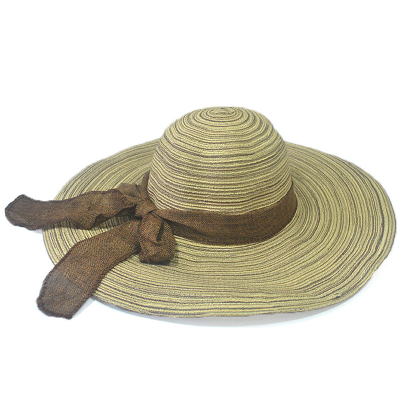 Summer Ladies Fashion Wild Straw Hat Wide Brimmed Bow Beach Hat Sun Hat Women Sunscreen Hat Mountaineering Cap 