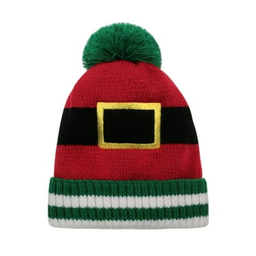 ACCEHUT Knit Christmas Santa Claus Beanie Hat With Pom Pom