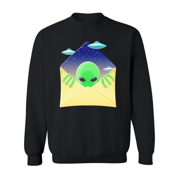 Envelope With Alien And Ufos Sweatshirt Women -Image by Shutterstock, Female Medium