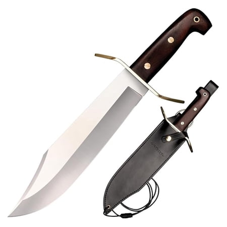 Wild West Bowie 10.75 1090 High-Carbon Steel Clip Point Blade 5.25 Handle Fixed Blade Knife w/Leather Sheath