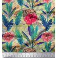thumbnail image 1 of Soimoi Poly Georgette Fabric Leopard,Tropical Leaves & Floral Decor Fabric Printed Yard 52 Inch Wide, 1 of 3