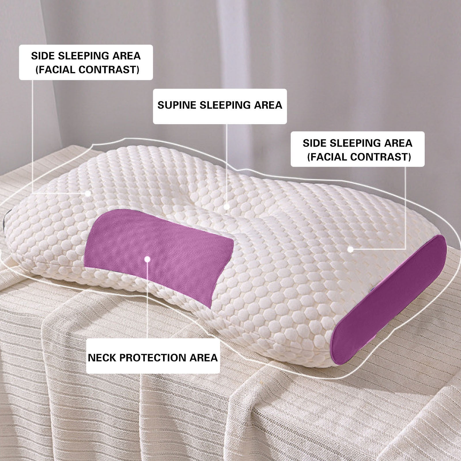 LACKUST Soft and Non Collapsing Core - Protects the Cervical Spine and Helps Sleep, Adult and Student Household Massage,Pink