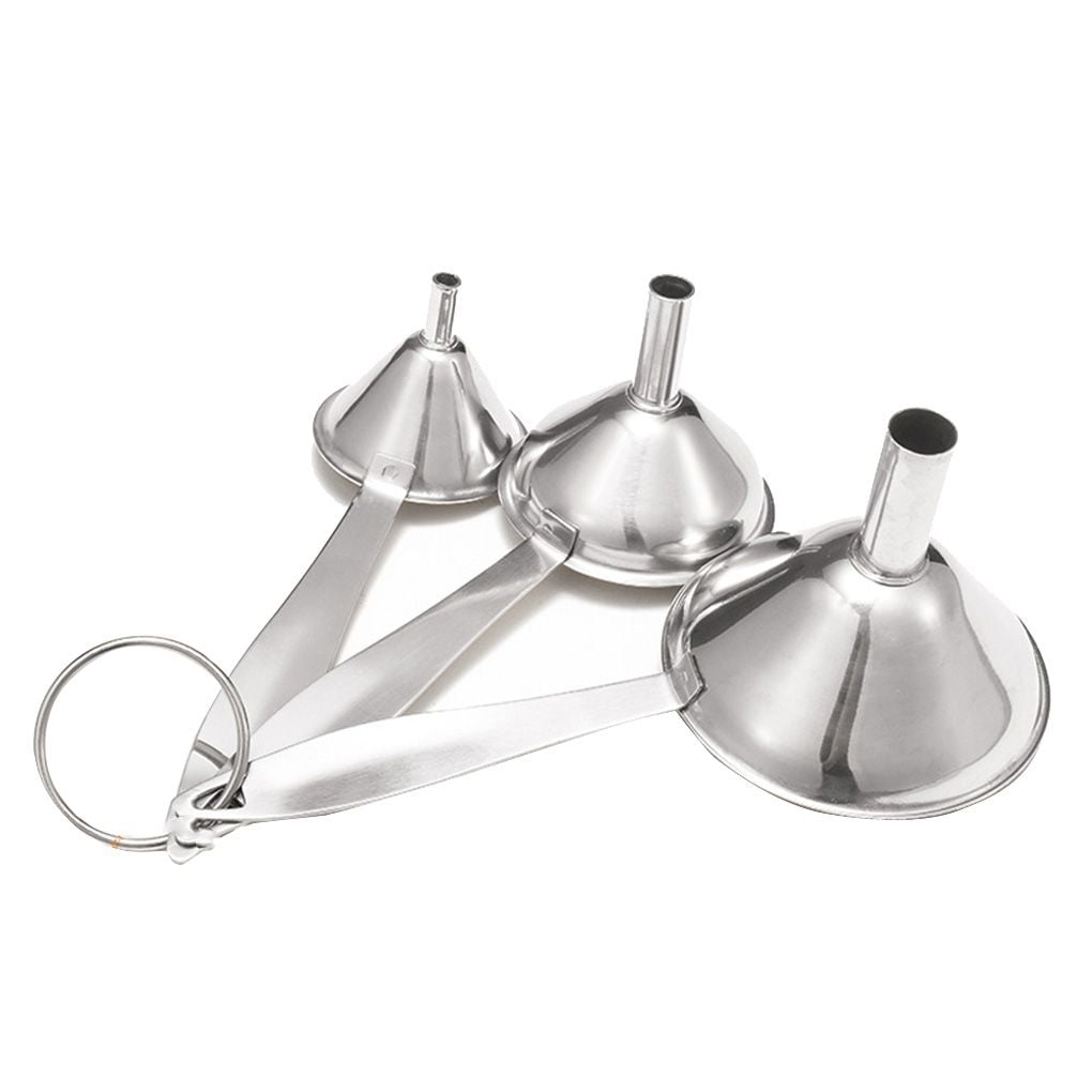 3pcs/set Stainless Steel Funnel Wide Mouth Kitchen Funnels With Handles Size S-L