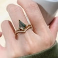 thumbnail image 2 of Unique Kite Cut Lab Created Moss Agate & Diamond Engagement Ring Set in Sterling Silver – Distinctive Wedding Agate Stacked Rings for Her, Elegant and Timeless Jewelry Gift, 2 of 6