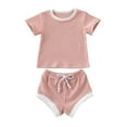 thumbnail image 3 of Seyurigaoka Seyurigaoka Infant Baby Clothes Short Sleeve Tops T-shirt and Shorts Pants Ribbed Outfits, 3 of 6