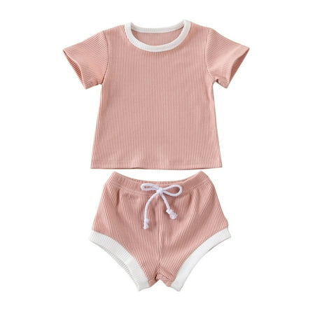 

TheFound Newborn Baby Boy Girl Outfits Short Sleeve T-Shirt Tops + Shorts Pants Infant Sunsuit