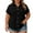 Black, variant on Button Down Shirts For Women Oversized Tshirts Women's Plus Size Short Sleeve Button Down Shirt with Notch Collar and Patch Pockets Wine 3X