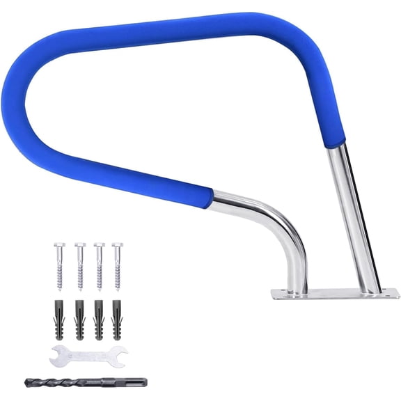 304 Stainless Steel Pool Handrail – Rustproof Safety Rail with Non-Slip Blue Grip, 250 lbs Capacity, Secure Step Support, Easy Install, for Inground & Above Ground Pools, Hot Tubs & Spas –