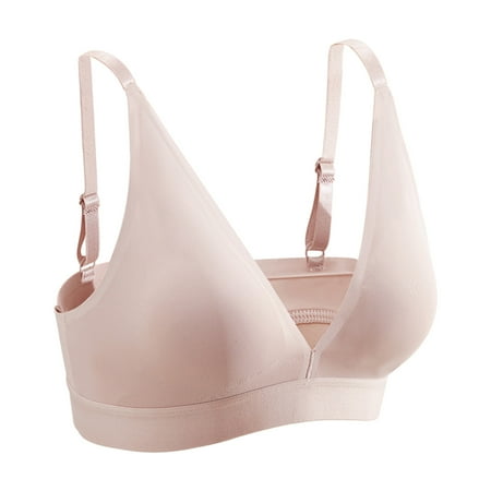 MIUOWANP Women s Solid Color Nude Deep V Women s No Steel Ring and No Trace Underwear Sports Bra with Strong Support