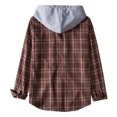 thumbnail image 2 of Camisas De Mezclilla Para Hombre Camisa informal con estampado a cuadros de otoño e invierno para hombre, blusa con cuello encapuchado de manga larga (Khaki, L), 2 of 7
