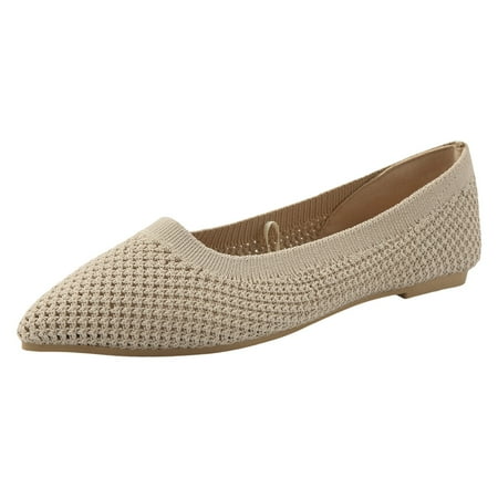 

B91xZ Women s Pointy Toe Loafer Womens Flats Dress Clothes Shoes Work Casual Comfortable Ballet Walking Sneakers Beige 8.5