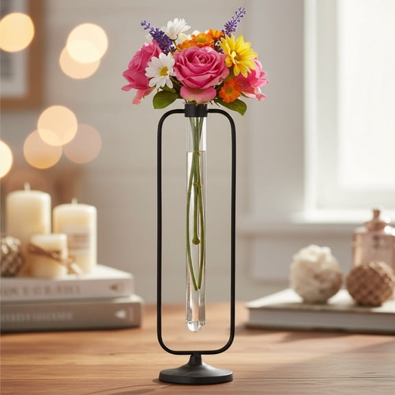 Metal Vase Metallic Finish Gunmetal