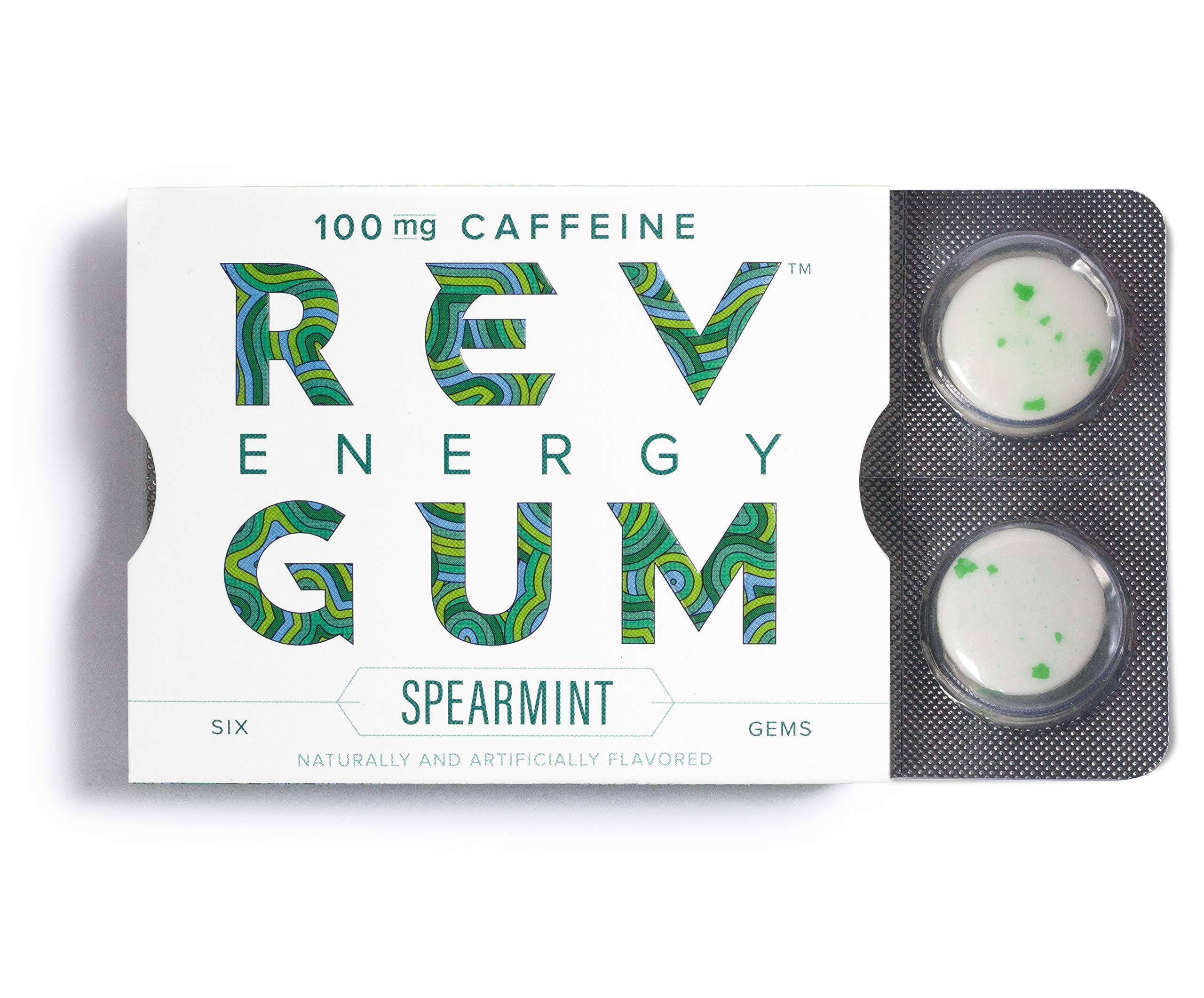 Rev Gum Caffeine Energy Gum 100mg of Caffeine per Gem Spearmint