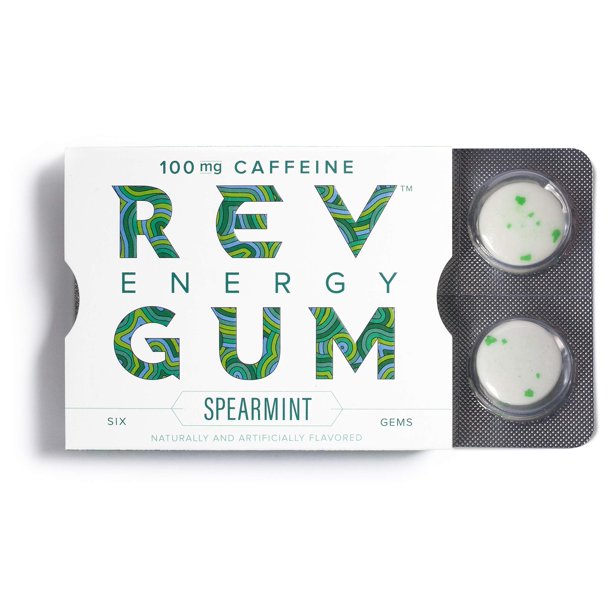 Rev Gum Caffeine Energy Gum 100mg of Caffeine per Gem Spearmint