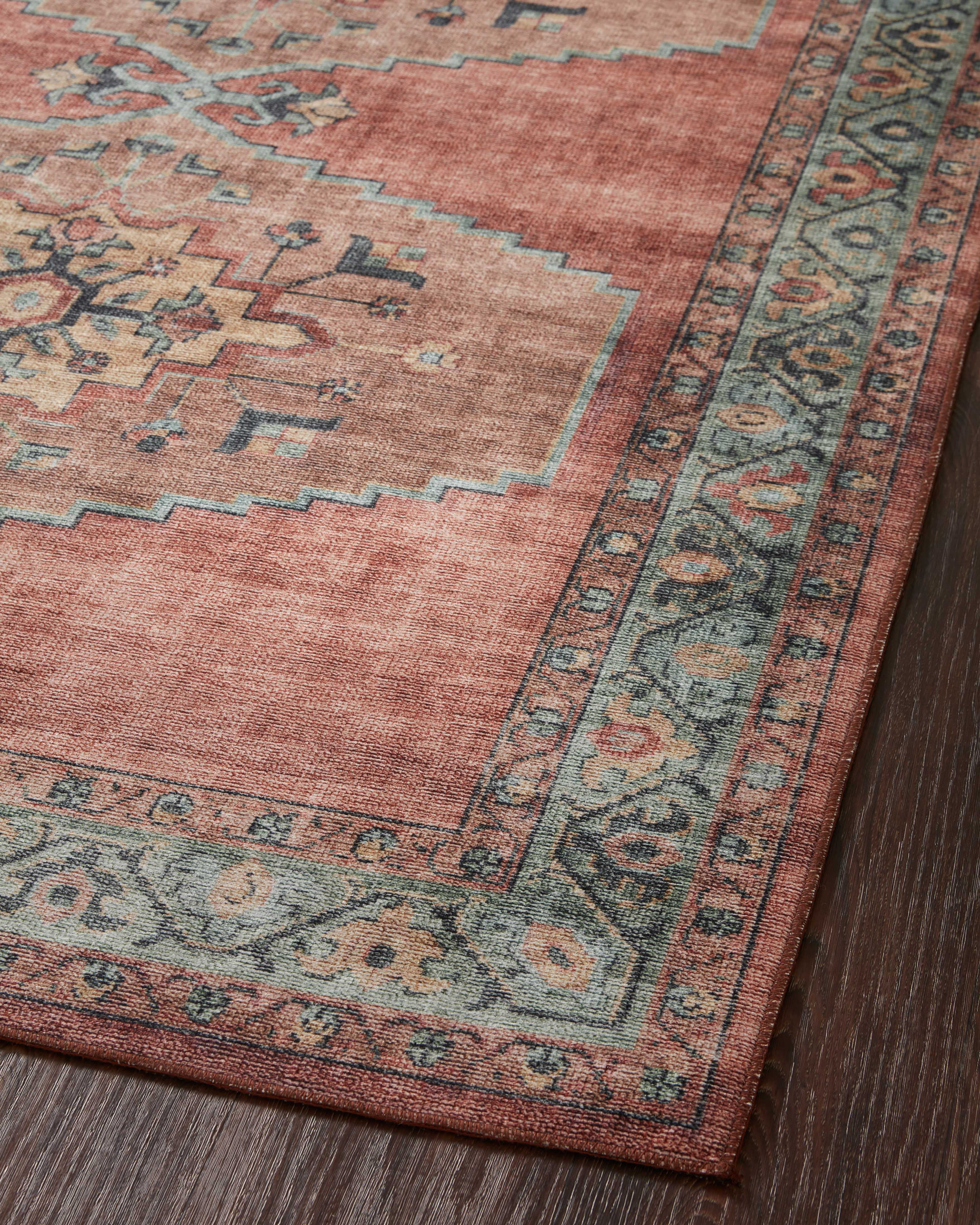 Loloi Heidi Collection HEI-05 Spice / Aqua, Area Rug 2'-6" x 9'-6"
