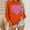 Orange, variant on Women's Heart Print Shirt Loose Fit Pullover Crew Neck Long Sleeve Valentine's Day Print Everyday Blouse - Valentine's Day Gift for Her