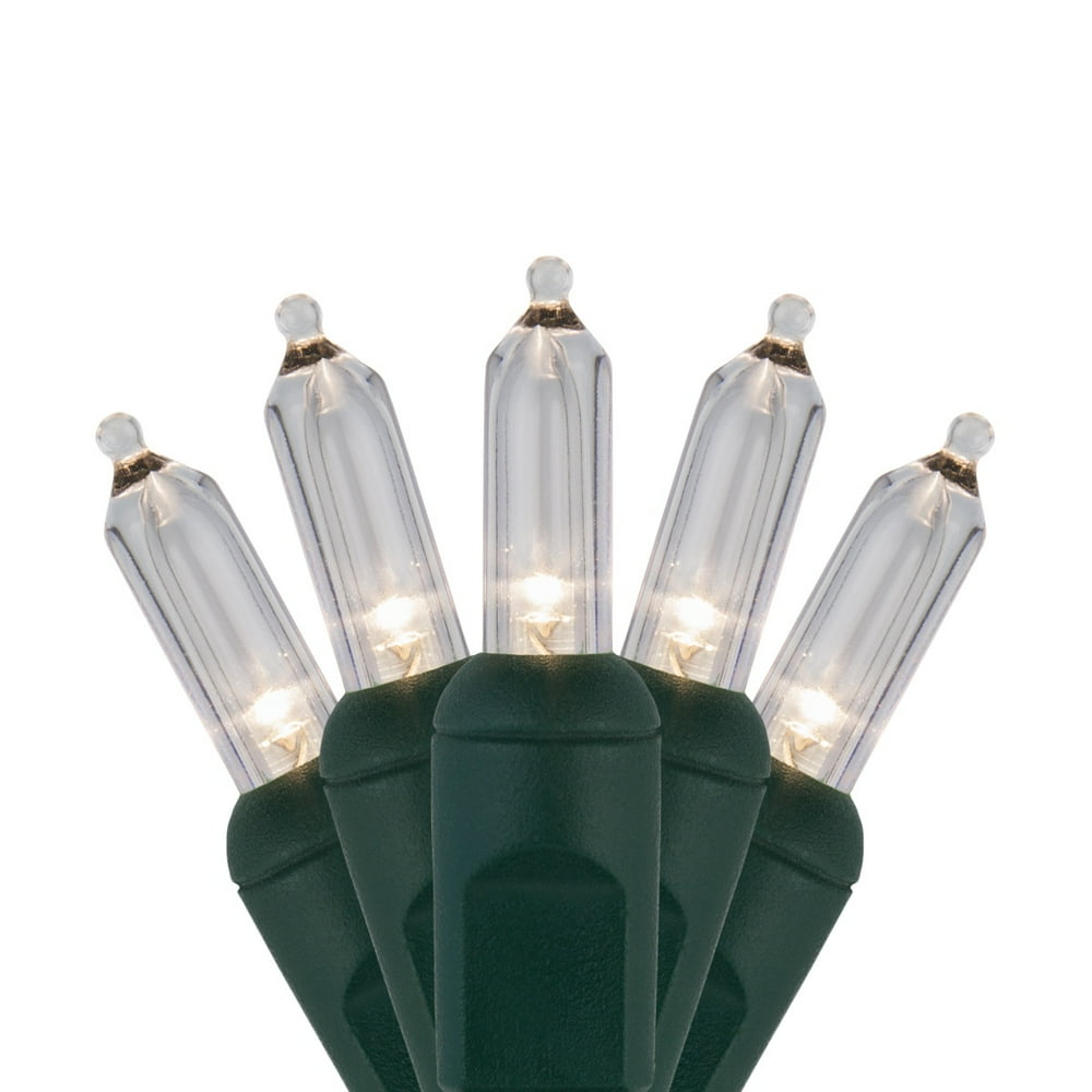 50 T5 LED Warm White Mini Christmas Tree Light Set, 4" Spacing, 17