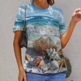 thumbnail image 6 of Beach Seashell Starfish Women's Short Sleeve T-Shirt Crew Neck Casual Summer Trendy Loose Fit Tops, 6 of 6