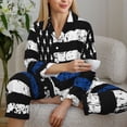 thumbnail image 6 of Rateoe Thin Blue Line Flag Pattern Womens Pajamas Set Long Sleeve Sleepwear Button Down Nightwear Soft Cotton Pj Lounge Sets-Medium, 6 of 7
