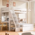 thumbnail image 5 of Harper & Bright Designs Twin XL Over Full L Shaped Bunk Bed with Stairs and 2 Desk & USB Charging Station, Solid Wood Separable L-Shaped Bunk Bed with Storage Shelves, White, 5 of 12